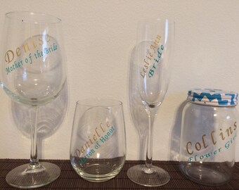 Wedding Party Wine Glasses, Wedding Planning Wine Glass, Engaged Wine Glass, Personalized Wine Glass, Fun Wine Glass, Custom Wine Glass