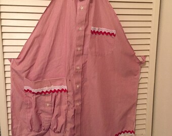Repurposed Men's Shirt/Apron/Hand Made OOAK