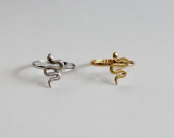 Snake Ring / snake jewelry, reptile jewelry, adjustable snake ring, open snake ring, minimalist ring / R0-27