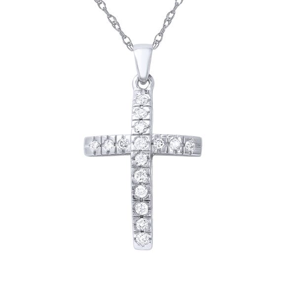 0.35 CTW Round Cut Diamond Cross Slider Necklace in 14K White