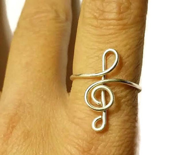 Treble Clef Ring, Sterling Silver Music Ring, Copper Treble Clef Ring, Gift for Musicians