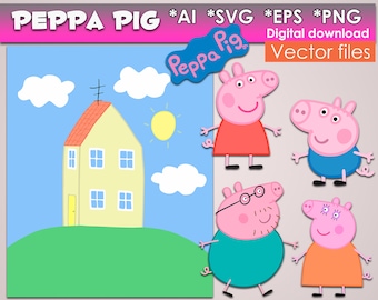 Peppa Pig SVG PNG, EPS Ai Vector files Digital Peppa Pig clipart Instant Download Home Pig svg Vector Cut Files Cricut Design party