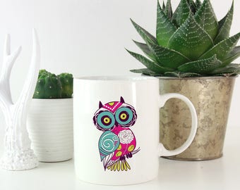 Belle tasse à café en céramique Owl, cadeau pour les amateurs de hiboux