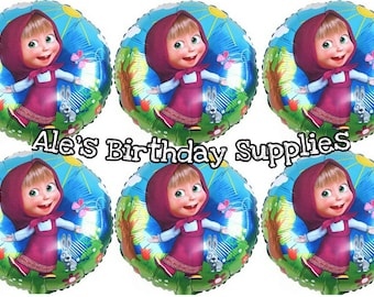 6 Pc Masha and the Bear Balloons Party Birthday Supplies