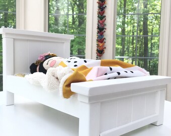 Doll Bed, Rustic Doll Bed, Girly Doll Bed, Wooden Doll Bed, Handmade Doll Bed, American Girl Doll Bed, Christmas Gift, Birthday Gift