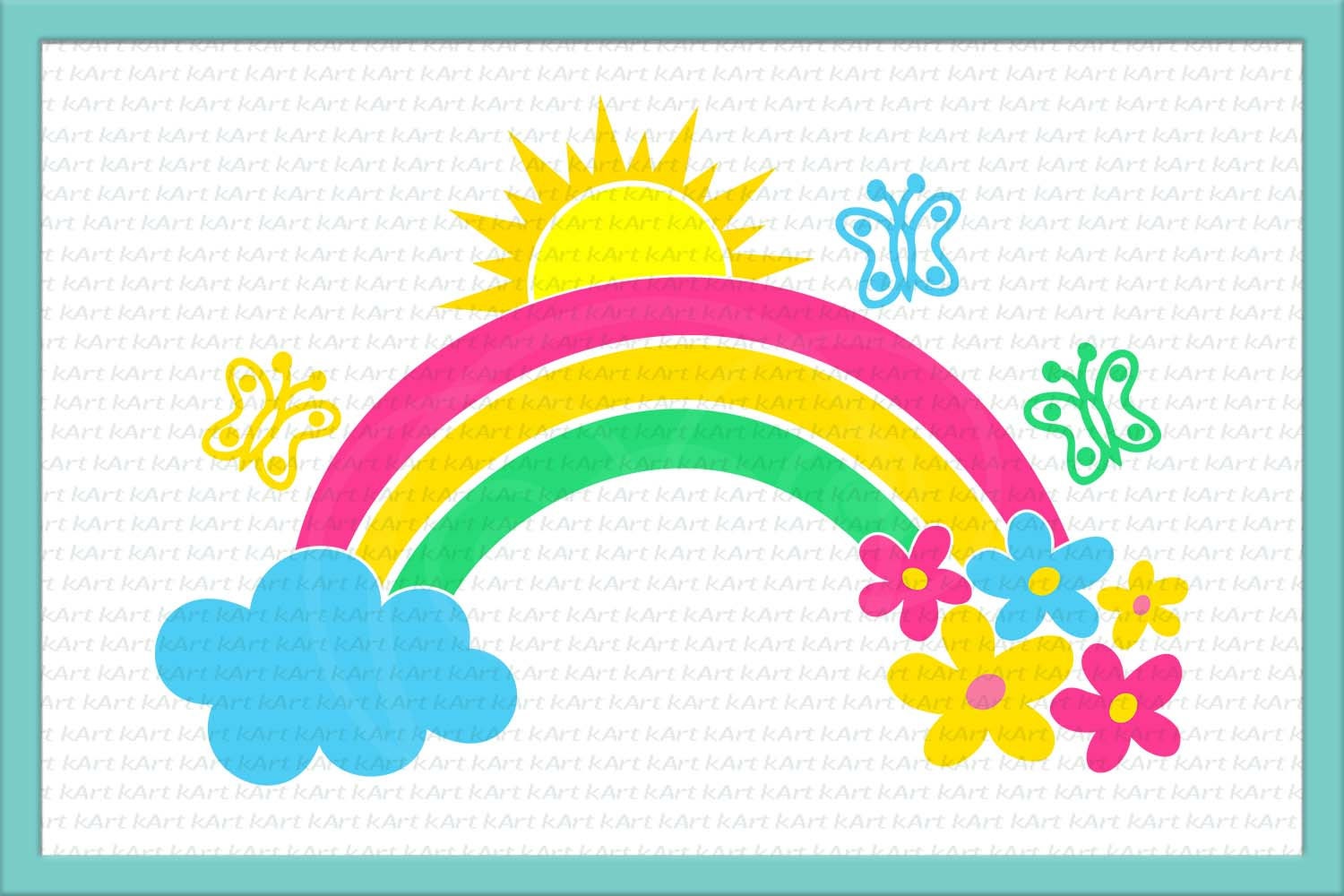 Download rainbow monogram svg, rainbow with clouds svg, flowers svg ...