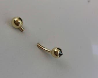 14K Yellow Gold - Belly Ring,Black Diamond,Nipple ring, Nipple piercing, Nipple jewelry, Nipple hoops,Nipple jewelry ring