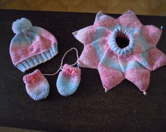 ensemble bonnet,écharpe ,moufles,bébé 12 /18 mois