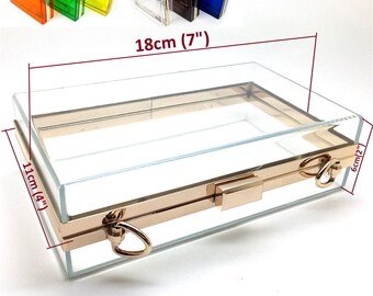 18cm x 11cm ( 7" x 4" ) box clutch frame with transparent acrylic covers, more colors available L51
