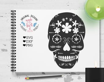 Sugar Skull svg, sugar skull dxf, sugar skull iron on, sugar skull clipart, Day of the Dead svg, sugar skull cutting File, sugar skull