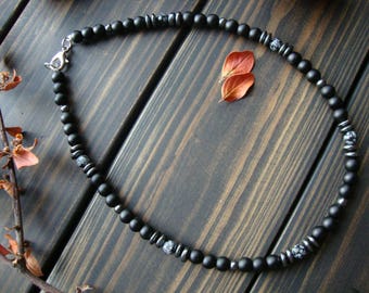 Necklaces for man Mens Necklaces Black onyx choker Hematite Obsidian Black Beaded necklaces for men gray Stone men necklace Gift for husband