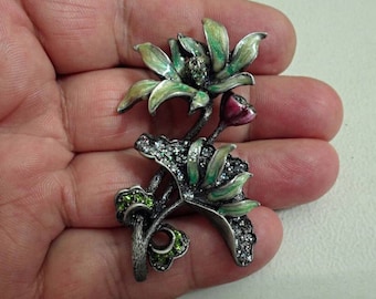 Amazing vintage flower enamel Brooch /P2