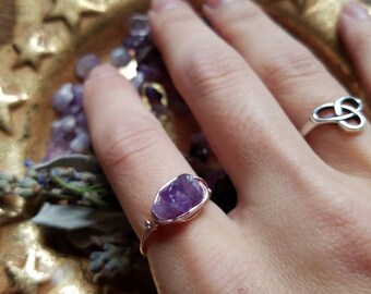 Amethyst Ring - Purple Jewelry - Unique Engagement Ring - Amethyst Statement - Purple Crystal Ring - February Birthstone Ring - Protection