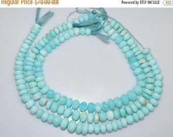 50% OFF Natural Peruvian Blue Opal Smooth Rondelle Beads , Peruvian Blue Opal Smooth Rondelle , 10.50-13.50 mm , 14" - BL086N