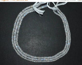 50% OFF White Rainbow Moonstone Faceted Rondelle Beads , 13" Strand - White Rainbow Moonstone Rondelle , 3 - 5.50 mm , MC1154