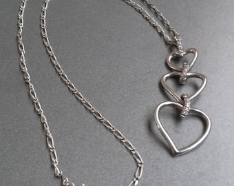 Vintage sterling silver heart pendant . Unique 925 silver heart necklace . Collier argent femme original . Coeur pendentif en 925 argent