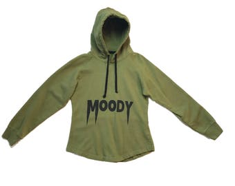 Moody Olive & Black Womens Fleece Hoodie Sweatshirt