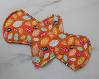 10" moderate pad, reusable cloth menstrual pad - orange leaves
