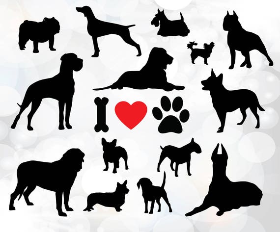 Download I love dogs svg Dog Silhouette bundle Dog breeds SVG