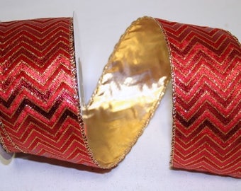 2 1/2" Red Velvet Christmas Chevron Ribbon - WE