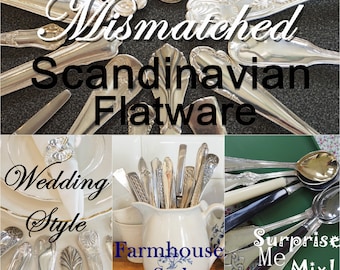 Mismatched flatware, silverware set, flatware set, flatware service for 4 up to 500, wedding silverware, mix and match, farmhouse style