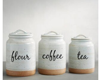 Bidon Rae Dunn Petit Déjeuner – Collection 'Pear Create' En Céramique Blanche – Occasion En Bon état