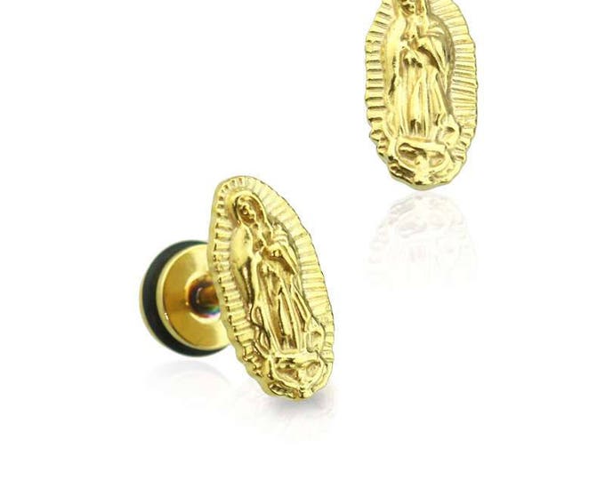 IP Plated over 316L Surgical Steel 'Our Lady of Guadalupe' Fake Plug