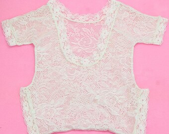 White Lace Romper for Newborn - 3M