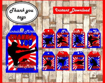 American Ninja Warrior Thank you Tags, printable American Ninja Warrior party Thank you Tags, American Ninja Warrior Thank you Tags