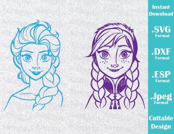 Download INSTANT DOWNLOAD SVG Disney Inspired Elsa and Anna from Frozen