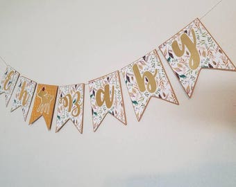 Oh baby banner, fall baby shower banner, deer baby shower banner, woodland baby shower banner,
