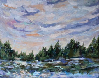 Evening on the River original oil painting