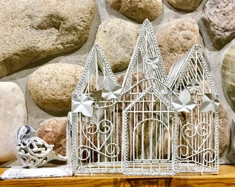 VINTAGE WIRE Decorative BIRDCAGE With Ivy Leaves