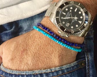 Turquoise Bracelet Mens Beaded Bracelet Mens Turquoise Bracelet Mens Jewelry Gift for him Gift for husband Gift for Fathers Day Gift for him