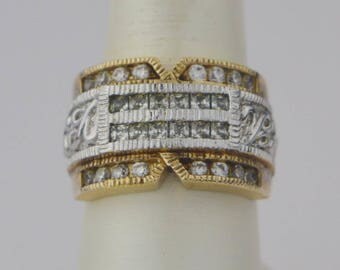 Sterling Silver 925 Gold Wash Estate Fancy Ring Size 8.25(01575)