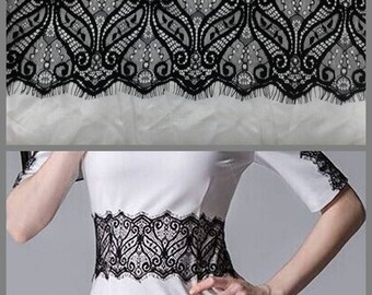 3 m * 11cm lace CHANTILLY lace black fringe REF 1025