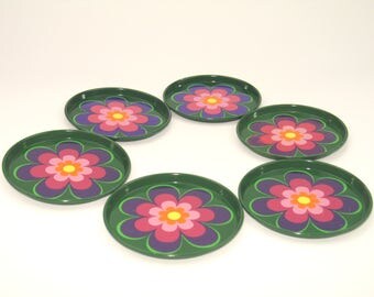 Vintage 70s metal coasters
