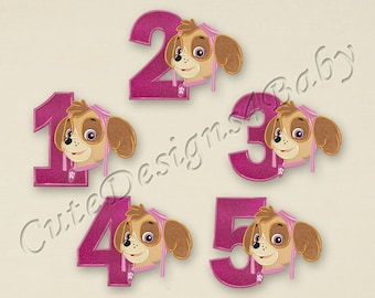 SET Paw Patrol Skye Numbers applique embroidery design, Paw Patrol Embroidery Designs, Embroidery designs baby, Instant download #045