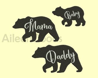 SET Bear Mama Daddy and Baby Embroidery design 6 Size INSTANT download machine embroidery
