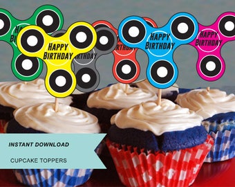 fidget spinner, fidget spinner battle, fidget spinner party, fidget spinner cupcake , fidget cupcake toppers, fidget spinner toy, birthday,