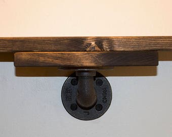 Industrial Pipe Shelf | Steampunk Shelf | Black Iron Pipe Shelf | Industrial Floating Shelf | Industrial Decor | Rustic Shelving | Barnwood