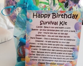 Items similar to 50th Birthday Survival Kit includes Topper and Card ...