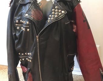Spiked & Studded Leather Motorcycle Jacket Punk Metal Moto