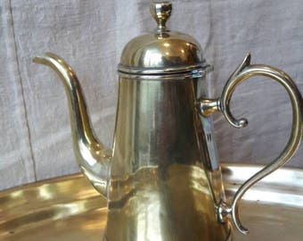 Conical brass antique coffeepot Danish about 1900