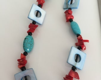 Boho, hand made vintage necklace 1990's, 90's,