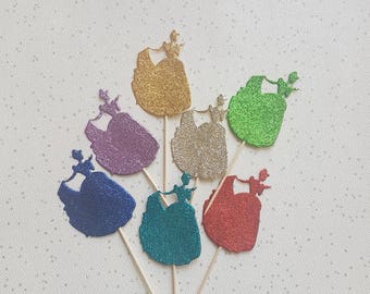 Princess Cake Toppers, Mixed Colour Pack, Cupcake Toppers, Party decor, Lady cake topper, Girl's Birthday party, Baby Shower, Gender Reveal