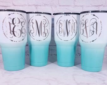 Monogrammed Powder Coated Tumbler - Personalized Powder Coated Yeti, Ozark Trail, RTIC - Custom Powder Coat Tumbler