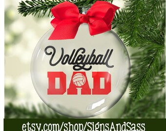 Volleyball DAD - Floating Glass Ornament