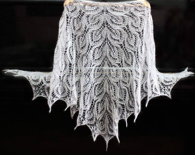 FREE SHIPPING, Wedding shawl with beaded, wedding accessory, shawl white, shawl mohair, hand knit shawl, crochet shawl, lace shawl, bridal