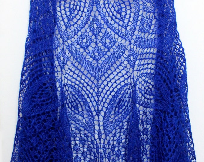 Knit shawl, knit scarf, crochet shawl, knitted scarf, shawl of mohair, knitted shawl,delicate shawl, blue shawl, lace shawl, hand knit shawl